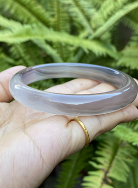 精美烟灰带粉条纹玛瑙手镯