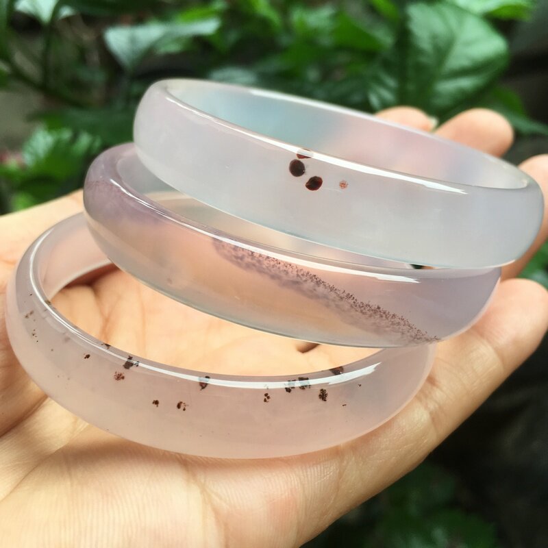微瑕疵包邮巴西纯天然淡紫罗兰玛瑙手镯子女手环冰透水草565860mm