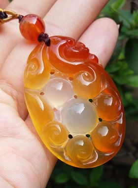 天然无烧红玉髓貔貅吊坠女民族风