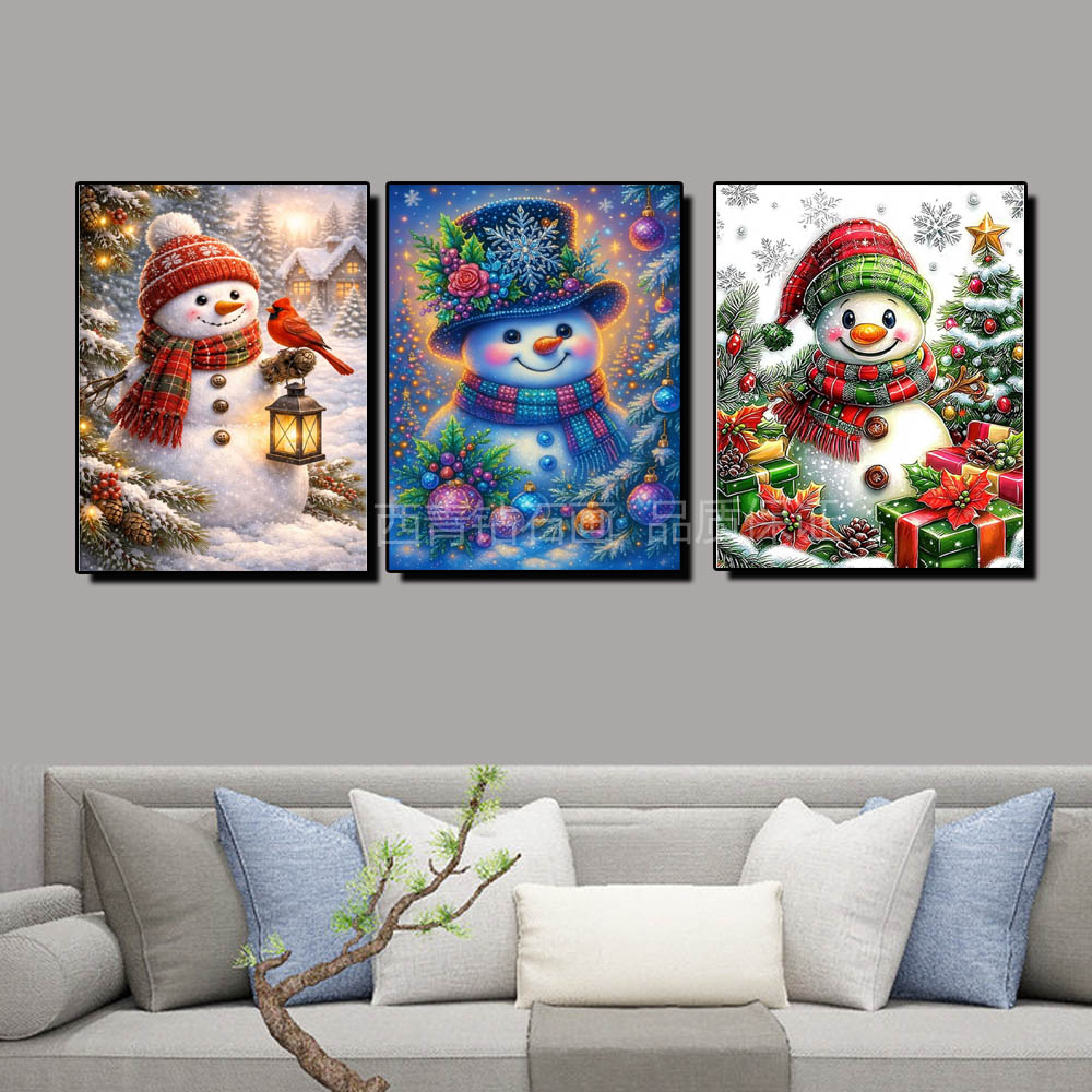 圣诞节礼物可爱雪人钻石画成人儿童DIY手工水钻刺绣马赛克装饰画