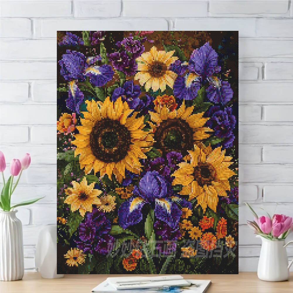 2025新款向日葵蝴蝶兰十字绣花卉系列客厅装饰画成人DIY解压手工