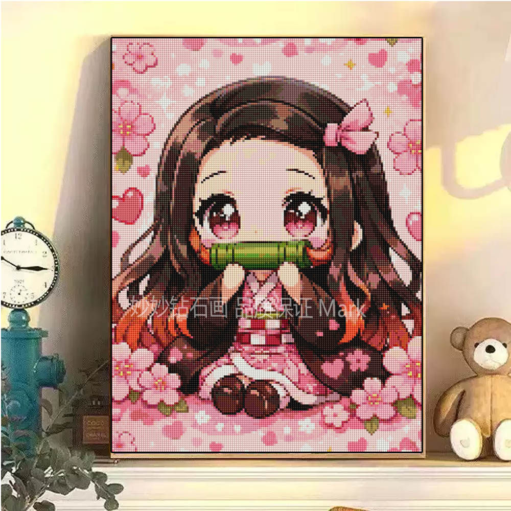 Q版祢豆子满贴钻石画儿童房女孩DIY手工马赛克刺绣十字绣鬼灭之刃