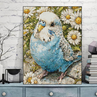 高颜值虎皮鹦鹉钻石画高难度女孩diy手工砖石绣年轻人客厅装饰画