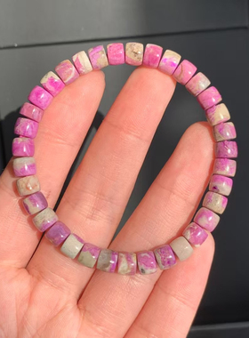 回收舒俱来切面手链， 春彩樱花，形状规整。 规格：6mm，12.82g