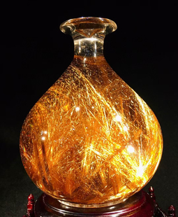 天然钛晶平安宝瓶摆件规格137 116m重1955克加底座高29.5cm宽19cm