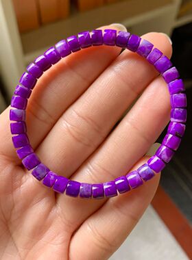 回收天然南非老料舒俱来皇家紫冰透玉化手链规格6mm重11.78克