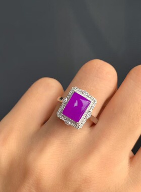 回收凝胶仙紫色舒俱来戒指吊坠 18k金满钻镶嵌整体14.3*12mm