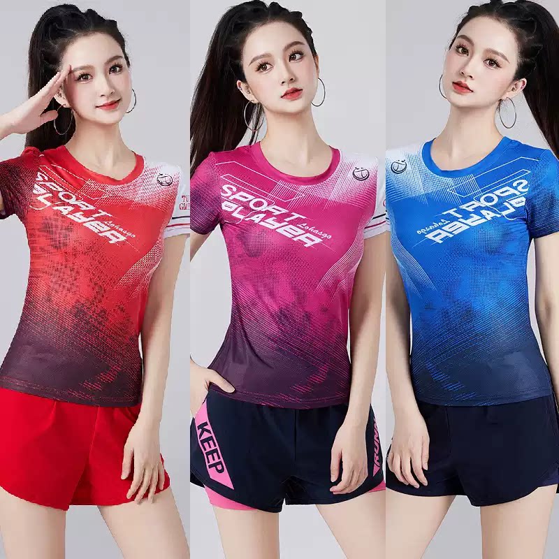 夏季运动套装女新款速干T恤短袖短裤健身运动服上衣跳广场舞服装