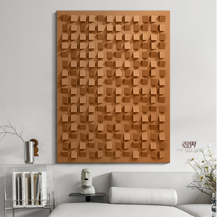 彩绘木块立体手绘木板无框画玄关壁画客厅现代装 饰画书房定制挂画