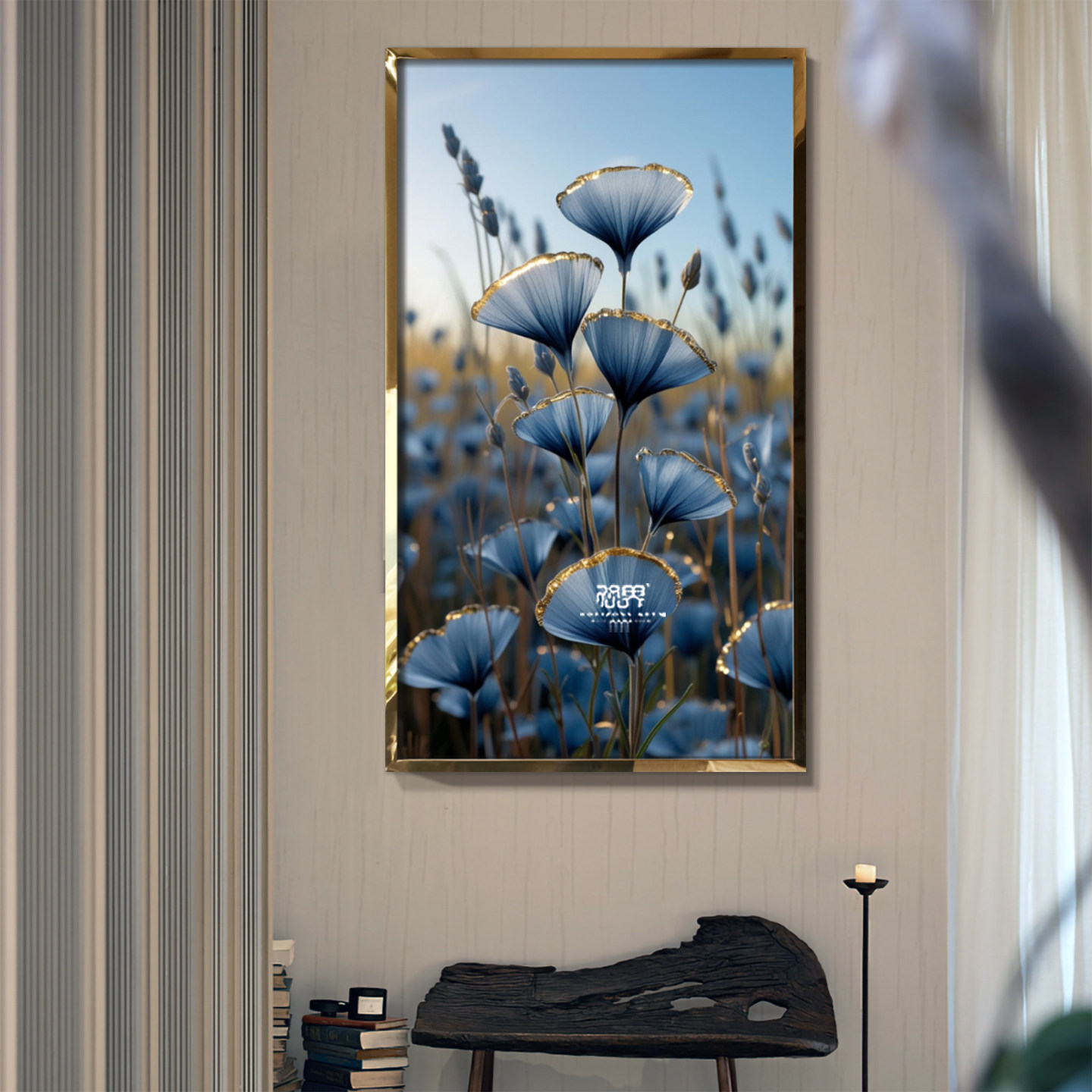 现代轻奢镶贴水钻装饰画花卉定制玄关背景墙画会所酒店晶瓷挂画