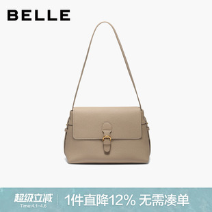 百丽包包女新款 通勤单肩斜挎小方包F3075DX5 灰色日常百搭简约法式
