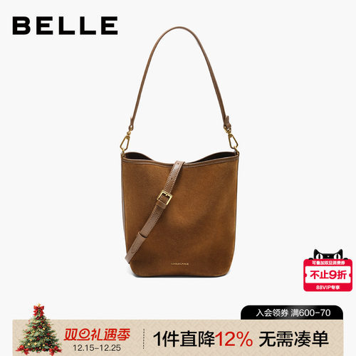 百丽包女2025新款海鸥老花水桶包