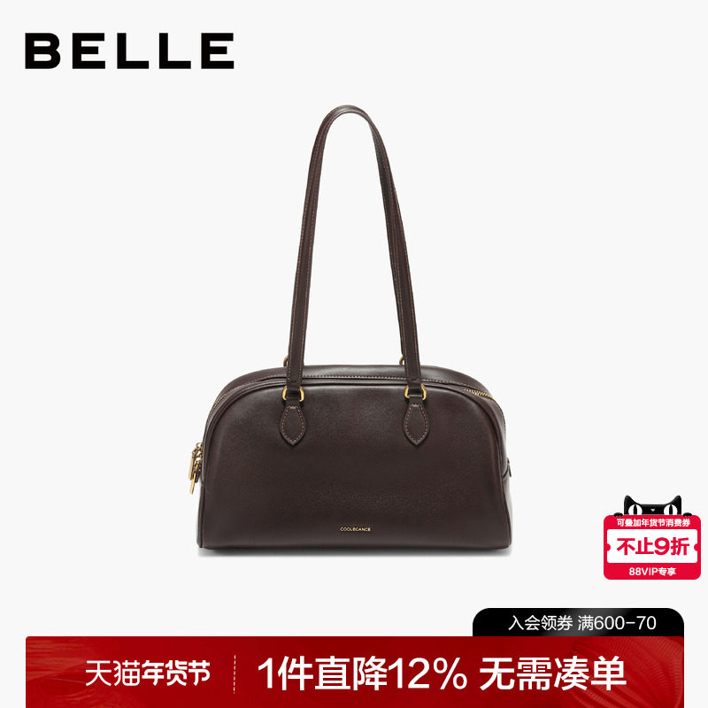 百丽女包2025新款商场同款大号单肩真皮反绒麂皮波士顿包BL862DX5,箱包皮具/热销女包/男包,腋下包,淘宝优惠券,粉丝福利购,淘宝优惠卷