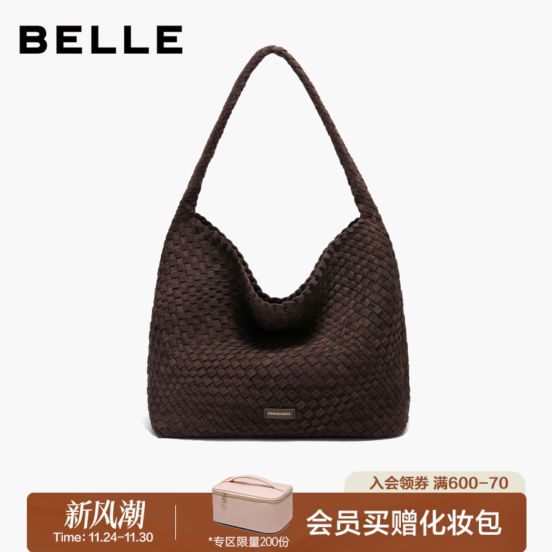 百丽包女25冬商场同款复古托特包