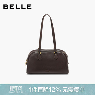 百丽女包商场同款 大号单肩真皮反绒麂皮保龄球波士顿包BL862DX5