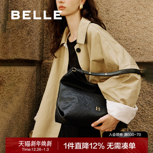 百丽包包女2025新款 时光植鞣hobo包斜挎单肩大容量托特包2067ACX5