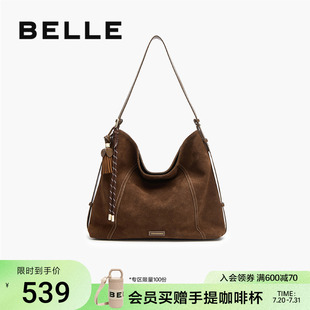 百麗女包流浪摩卡25新款 絨面hobo包單肩斜挎大容量托特包8562ACX5