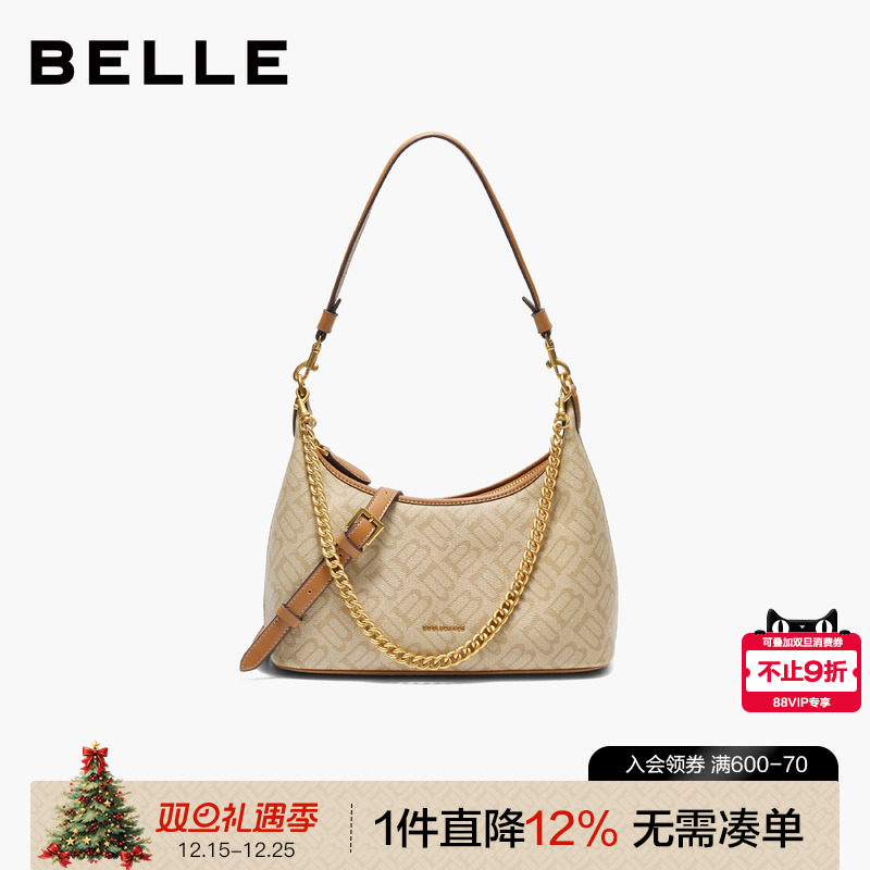 【圣诞礼物】百丽包包女2025新款海鸥老花单肩链条腋下包X7424CX5