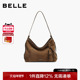 百丽女包流浪摩卡中号2025新款 反绒麂皮hobo大容量托特包Z9411AX6