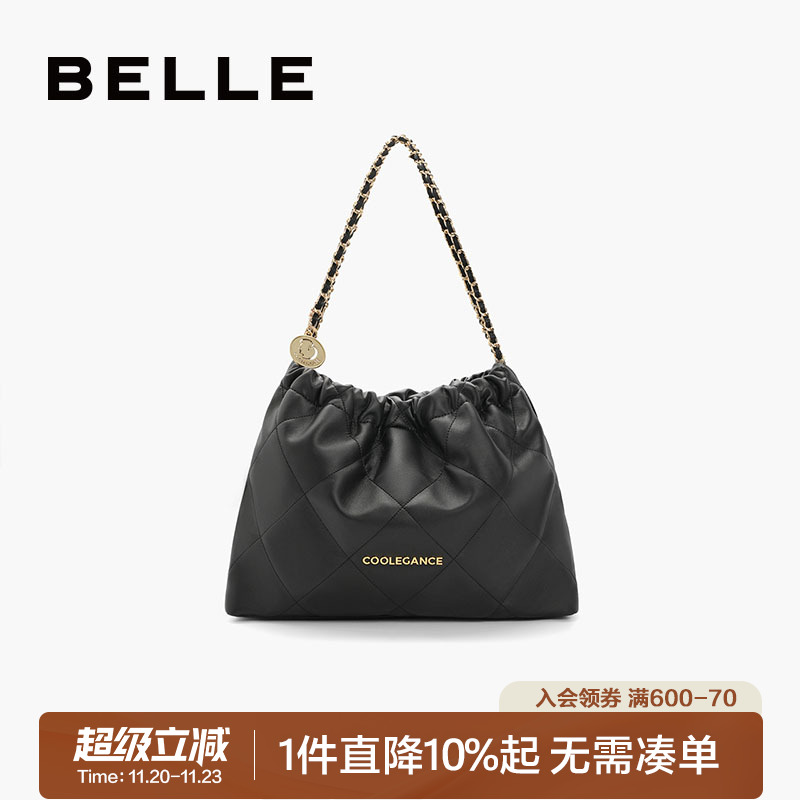 百丽女士休闲菱格时尚百搭斜挎包