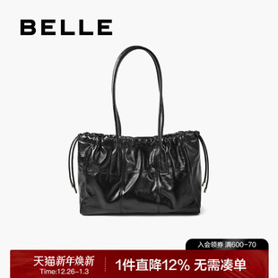 百丽包包女2025新款 时髦通勤油蜡手抓纹大容量单肩托特包KD012BX5