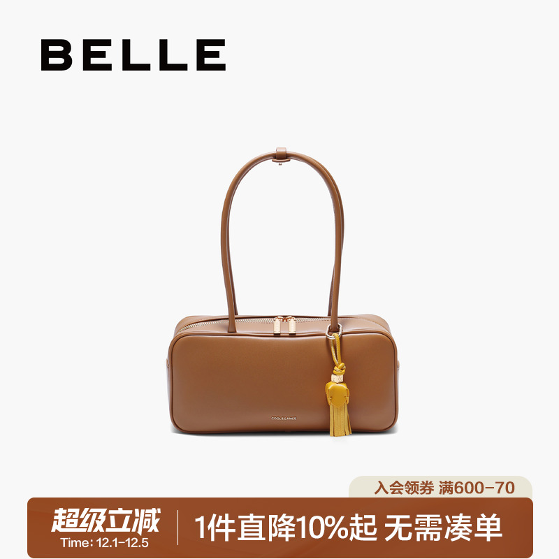 百丽2025复古小方包时髦波士顿包