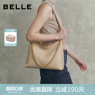 百丽女包2026夏季新款复古老花通勤单肩斜挎链条包腋下包X7533BX6