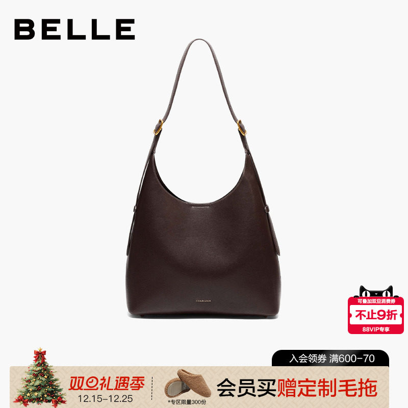 百丽包包女2025新款高级简约通勤单肩hobo包大容量水桶包BL879AX6