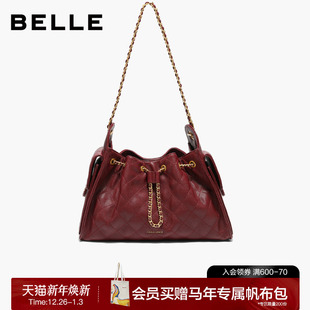 红色小香风托特包腋下包X7210AX6 百丽女包包2025新款 新年礼物