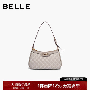 百丽包包女新款 老花通勤高级质感腋下包手提包单肩妈妈包X6645AX3