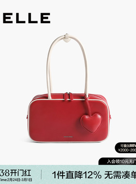 百丽包包女新款礼盒红色礼物大容量保龄球包手提波士顿包X7269AX5