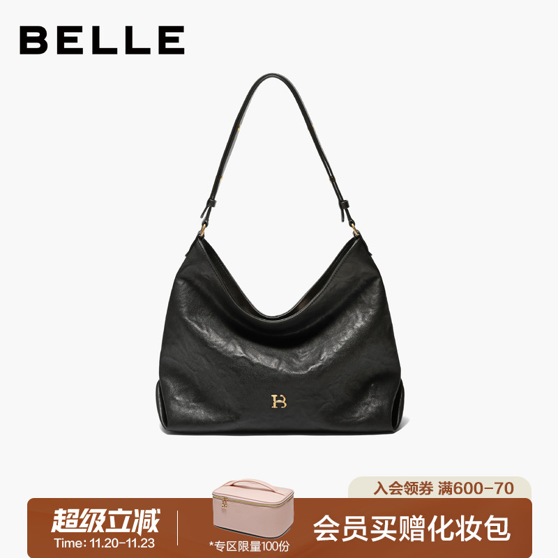 百丽包女2025新款时光植鞣托特包