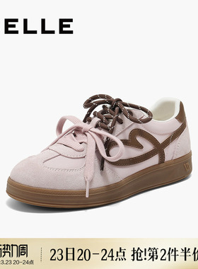 百丽女鞋子流心曲奇双鞋带厚底德训鞋新款增高休闲板鞋B2873CM5