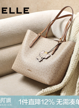 百丽女包新款复古海鸥老花飞象单肩大包通勤大容量托特包X7226AX5