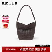 百丽女包2026新款 休闲通勤慵懒度假手工编织手提包水桶包BL897BX6