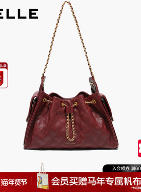 【新年礼物】百丽女包包2026新款红色小香风托特包腋下包X7210AX6