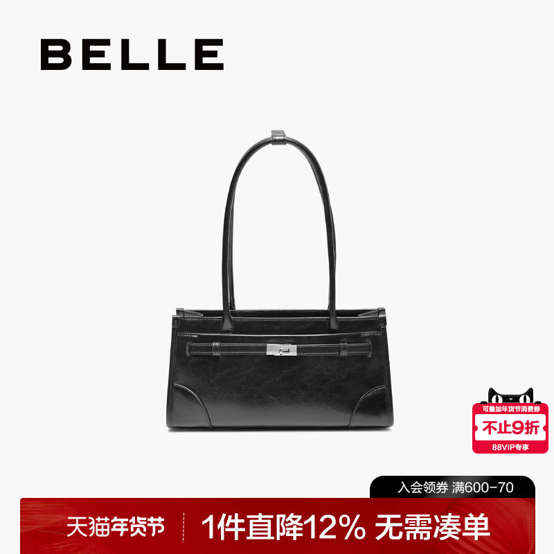 百丽包包女2025新款商场同款复古单肩黑色托特包法棍包JY129CX5,箱包皮具/热销女包/男包,托特包,淘宝优惠券,粉丝福利购,淘宝优惠卷