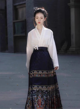 新中式国风马面裙汉元素日常套装改良古装唐宋制汉服明制裙子女春