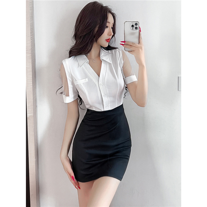 制服桑拿spa衬衫深酒店裙套装性感气质技师足疗前台工作服V足浴