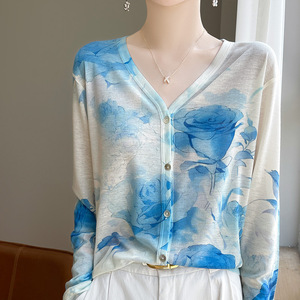 夏季设计时尚高级感莱赛尔天丝针织衫女开衫防晒衣女小众长袖上衣