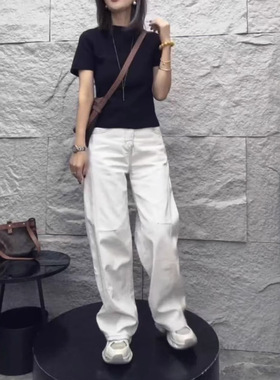 25075大爱美依缘2025夏季新款简约圆领短袖T恤休闲直筒裤修身显瘦