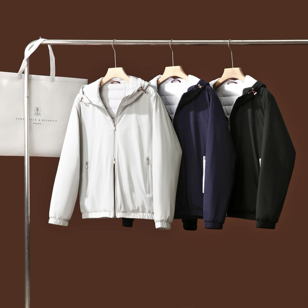 反季牛货 绵羊毛桑蚕丝填充男士秋冬轻薄防风保暖连帽棉夹克外套