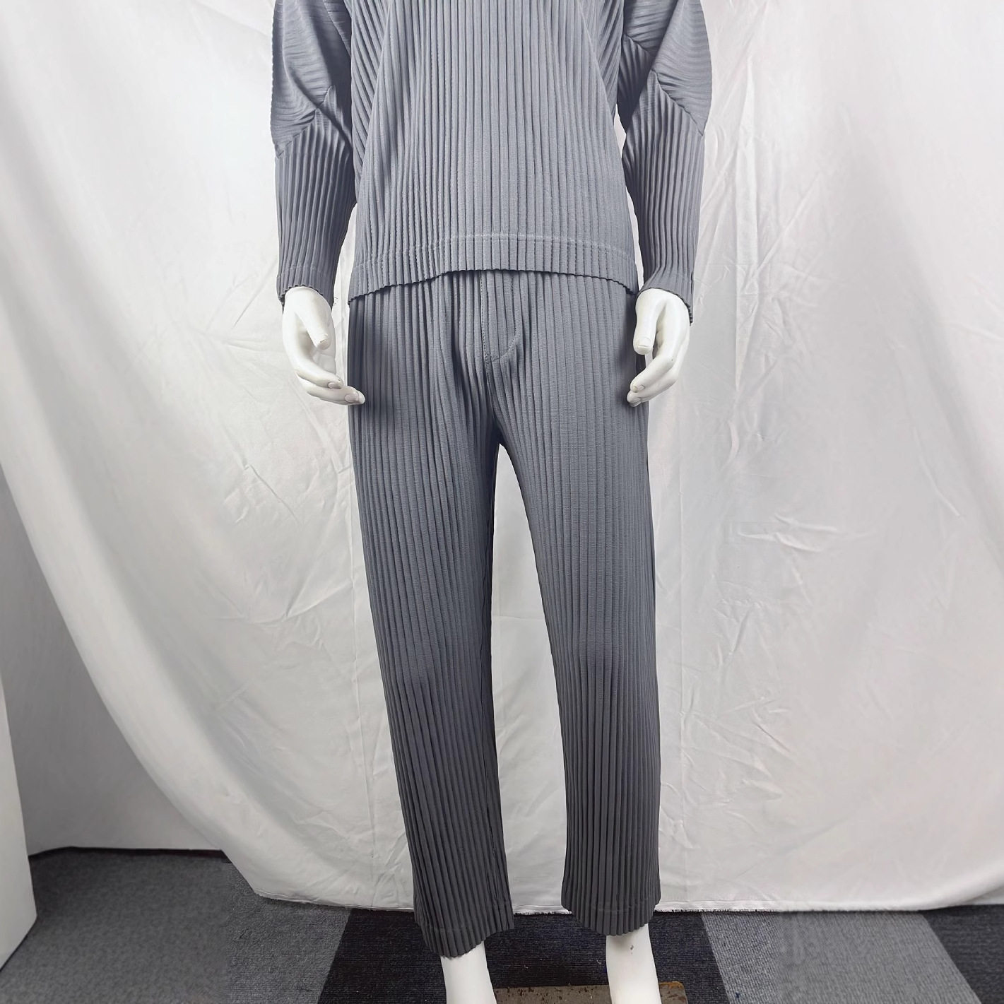 三宅衣库褶皱男装夏季宽松九分裤垂感松紧腰萝卜裤休闲日系JF149