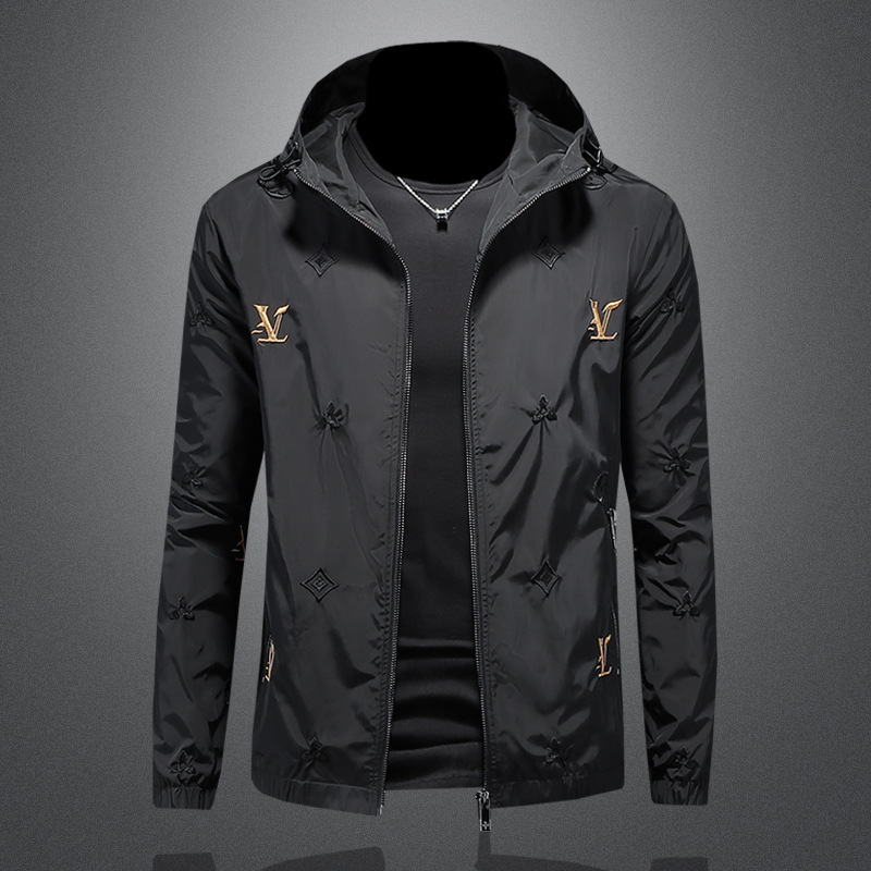 欧洲站2025春秋热销休闲刺绣连帽夹克 货号7663-