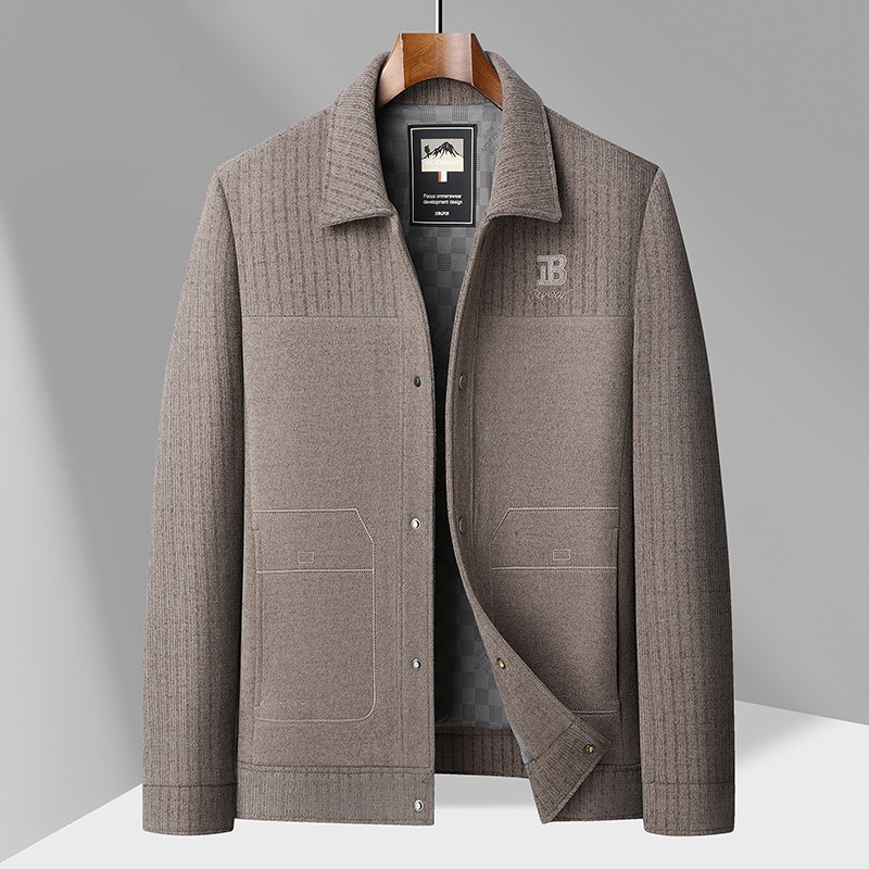 2025新款春秋款中青年男装翻领时尚休闲夹克外套上衣45-50岁爸爸