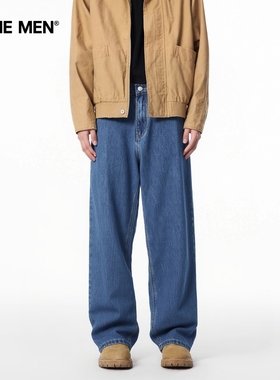APO男装|跨境美式高街牛仔裤男女秋冬季宽松阔腿裤潮牌高个子长裤