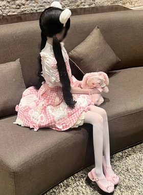【现货】粉色熊古力lolita背带裙Lolita日常Lo裙 冶田团治