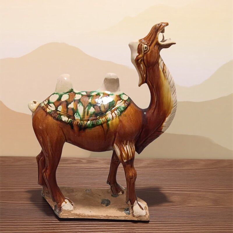 仿古骆驼摆件古玩古董客厅古典丝绸之路艺术品酒店文化装饰品瓷器