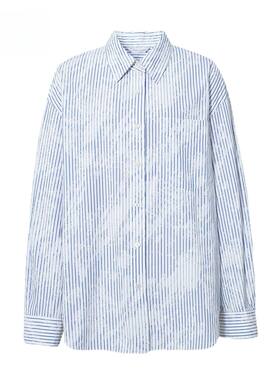 2026年春季款女士冰点蓝条纹设计感百搭纯棉衬衫女上衣5H2120181