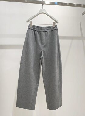 MM麦麦女款百搭灰色直筒显瘦香蕉裤阔腿松紧腰休闲裤子4G2151651